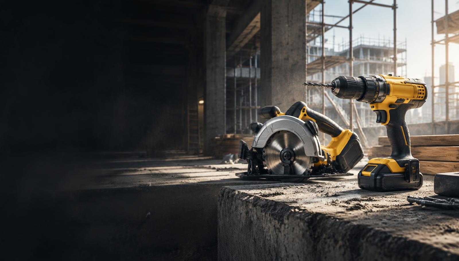 Herramientas DeWalt en una obra